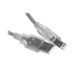 Кабель USB - USB Type-B 0.75м, Cablexpert CCF-USB2-AMBM-TR-0.75M прозрачный