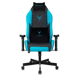 Кресло игровое Knight Neon черный/голубой соты (экокожа, 150кг, крестовина металл, колесики полиуретан, подголовник, поддержка поясницы)