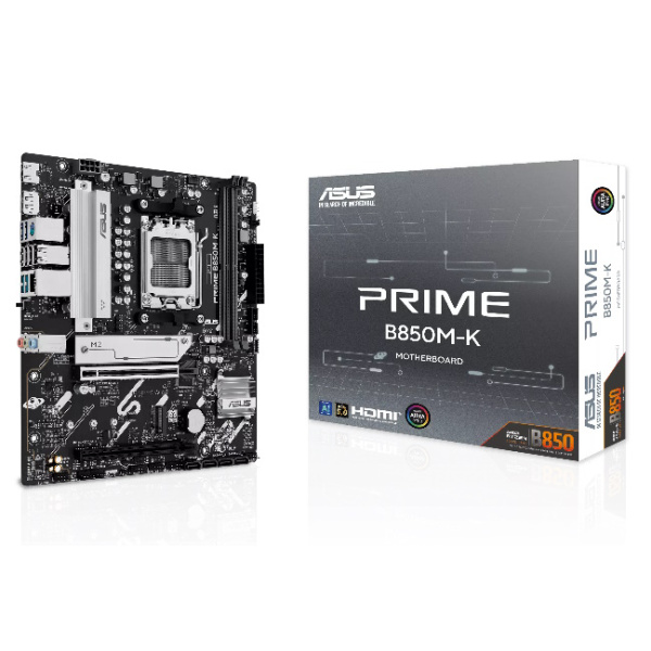Материнская плата Asus PRIME B850M-K (AM5, AMD B850, Micro-ATX, 2xDDR5 5600 МГц, 4xSATA, 2xM.2, 2хPCI-E x16, HDM/DP)