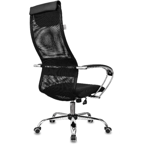 Кресло руководителя Бюрократ CH-607SL черный (сетка/ткань, до 120 кг, крестовина металл хром, колесики полиуретан, подголовник) 