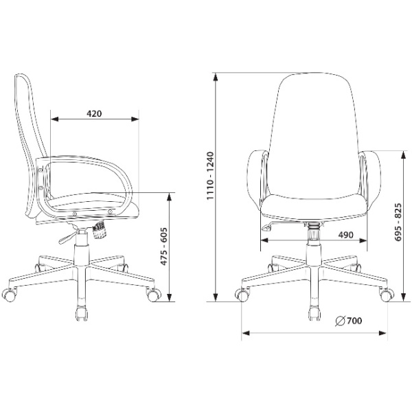 Кресло руководителя Бюрократ CH-808AXSN серый  (ткань, до 120 кг, крестовина пластик, колесики пластик)