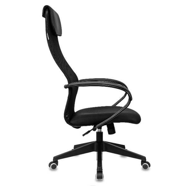 Кресло руководителя Бюрократ CH-607 черный (сетка/ткань, до 120 кг, крестовина пластик, колесики полиуретан, подголовник) 